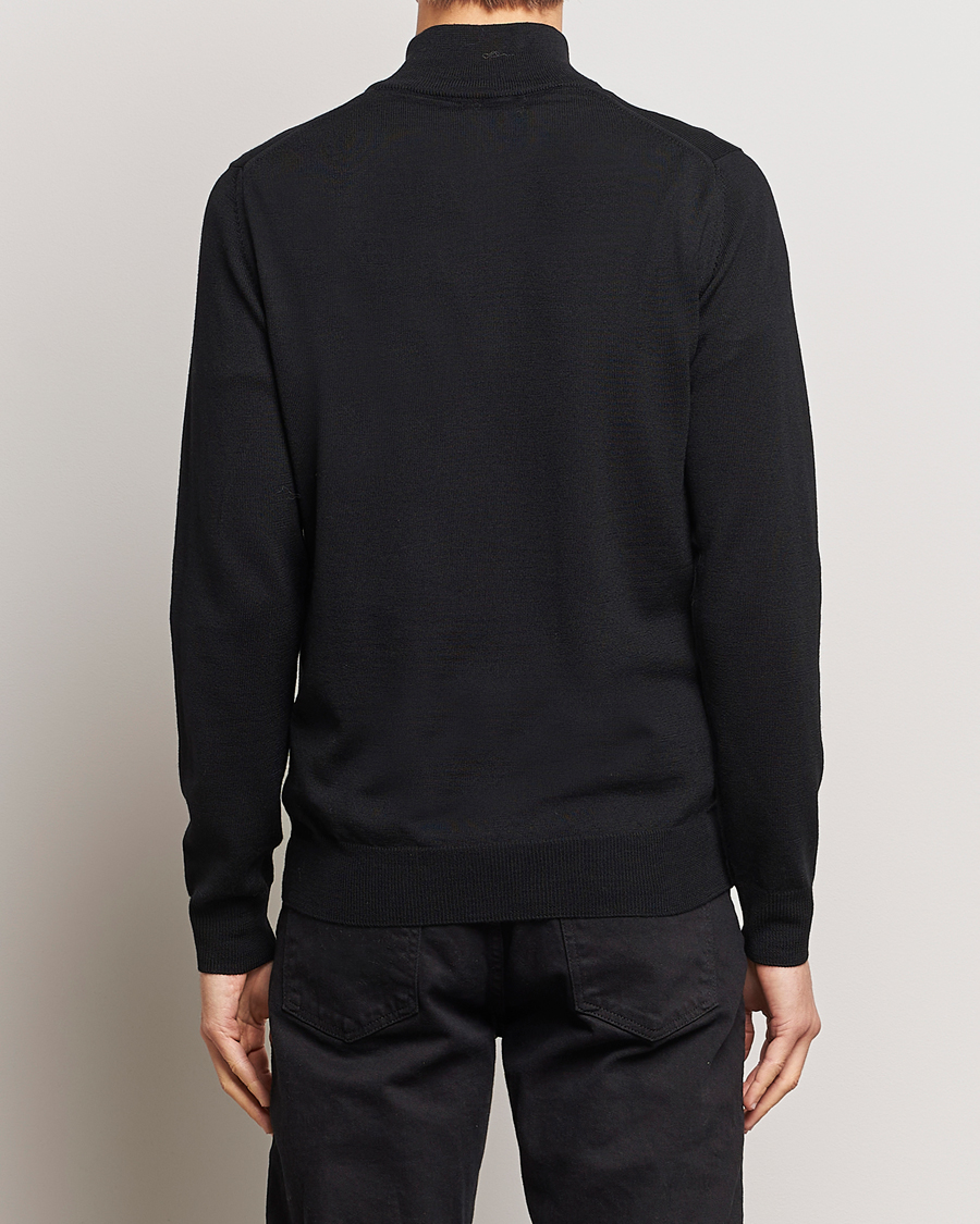 Herre | Gensere | J.Lindeberg | Kiyan Quarter Zip Wool Sweater Black