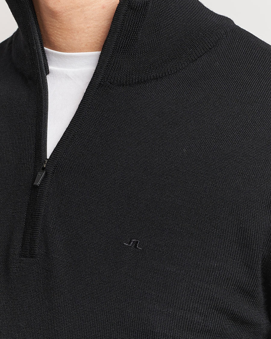 Herre | Gensere | J.Lindeberg | Kiyan Quarter Zip Wool Sweater Black