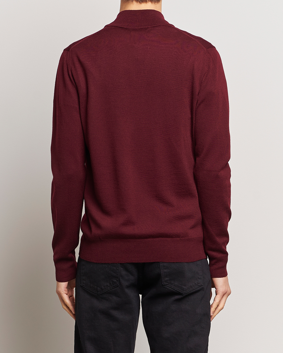 Herre | Gensere | J.Lindeberg | Kiyan Quarter Zip Wool Sweater Zinfandel