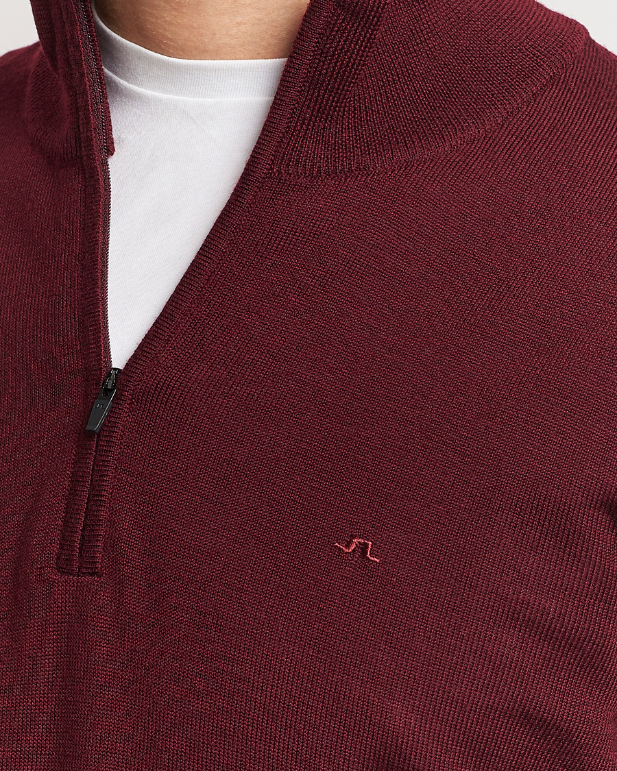 Herre | Gensere | J.Lindeberg | Kiyan Quarter Zip Wool Sweater Zinfandel