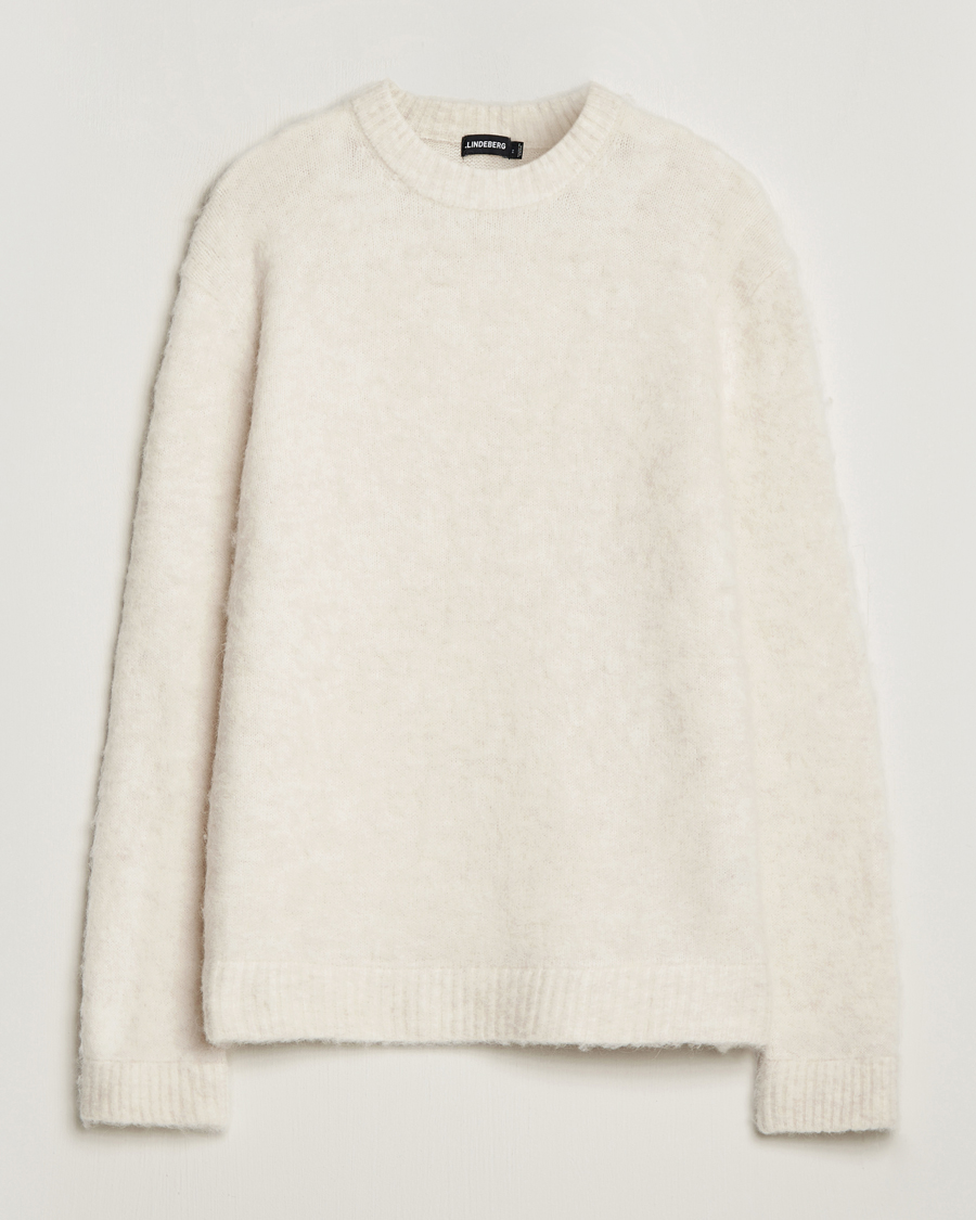 Herre | Gensere | J.Lindeberg | Harold Hairy Knit Crew Cloud White