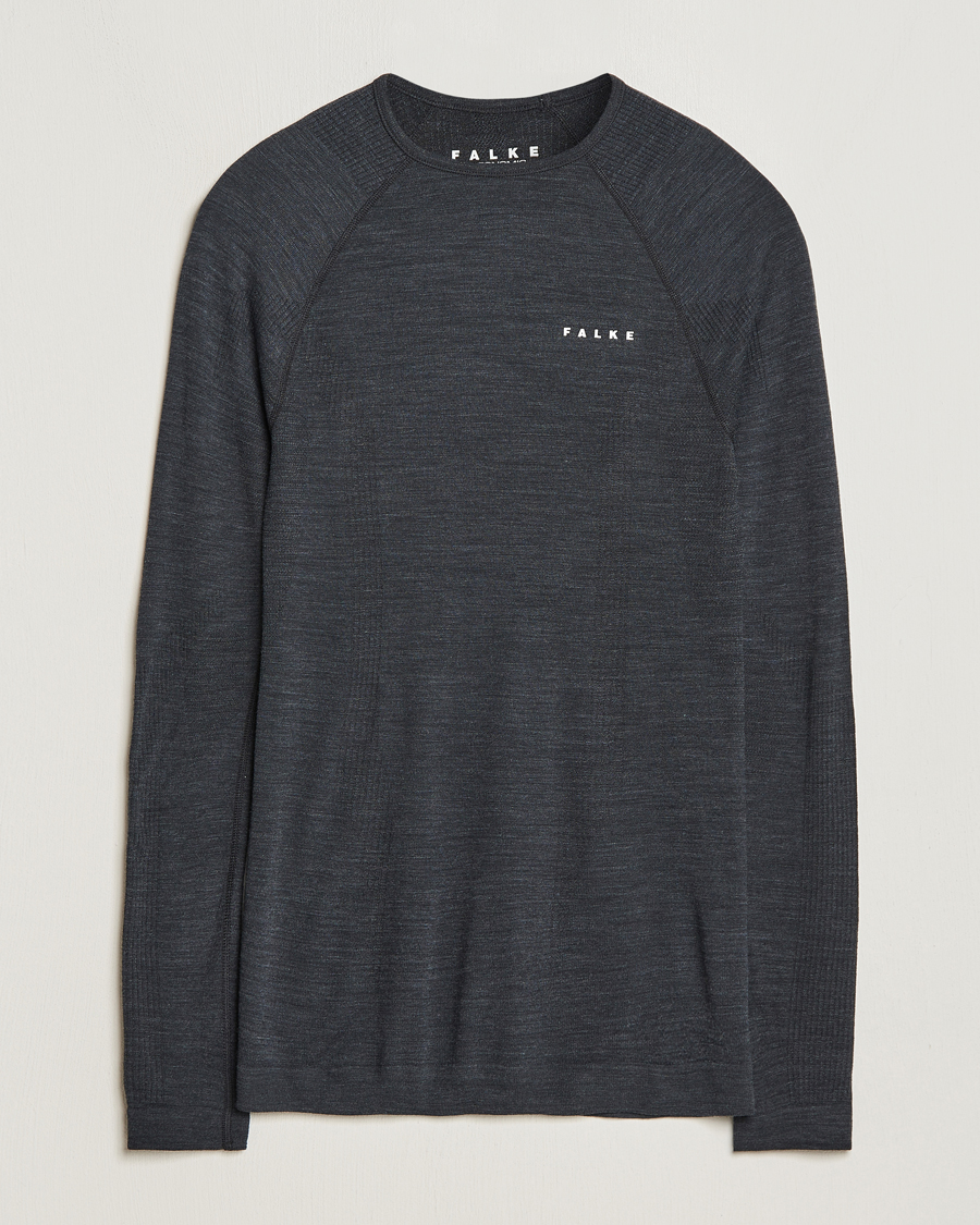 Herre | T-Shirts | Falke Sport | Falke Long Sleeve Wool Tech Shirt Black