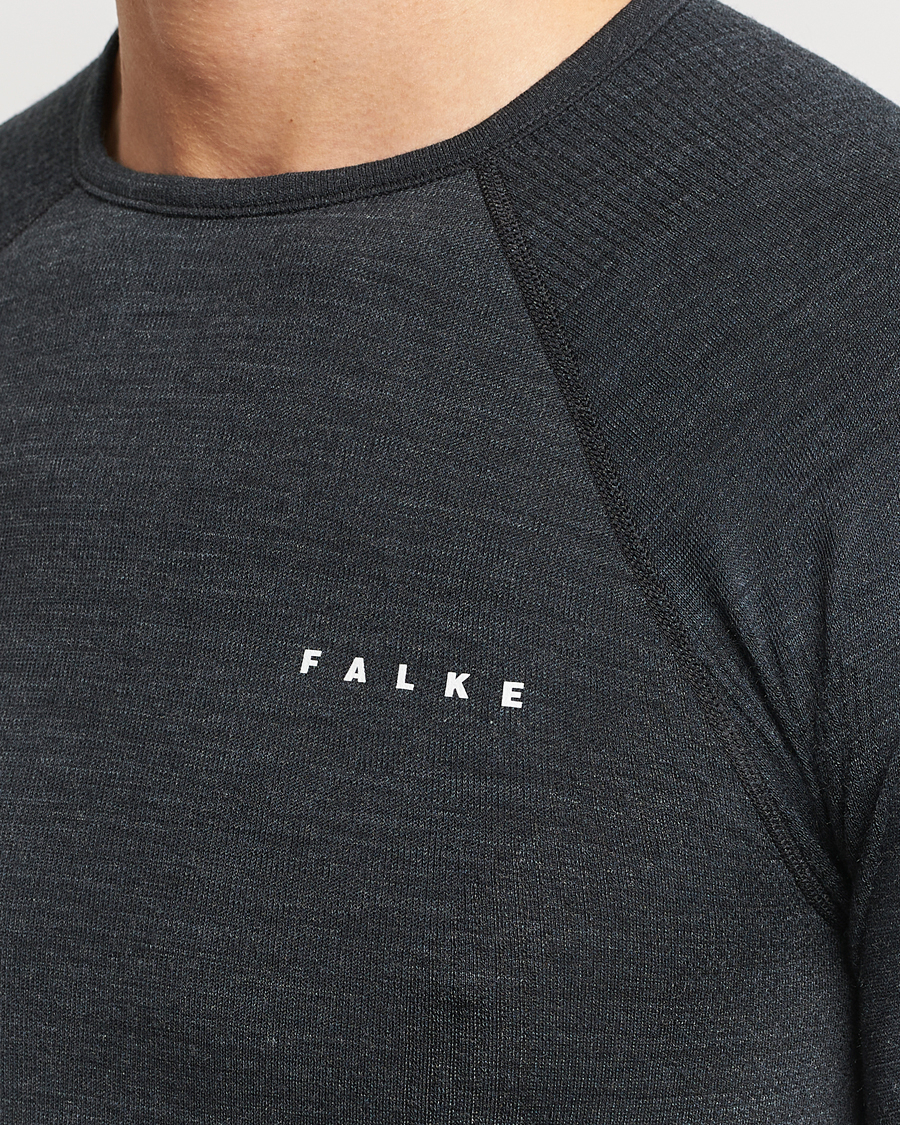 Herre | T-Shirts | Falke | Long Sleeve Wool Tech Shirt Black