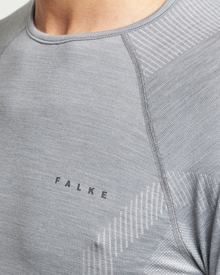 Herre | T-Shirts | Falke Sport | Falke Long Sleeve Wool Tech Shirt Grey Heather
