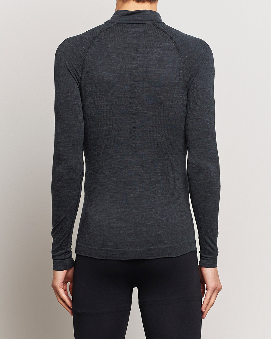 Herre |  | Falke Sport | Falke Long Sleeve Wool Tech half Zip Shirt Black