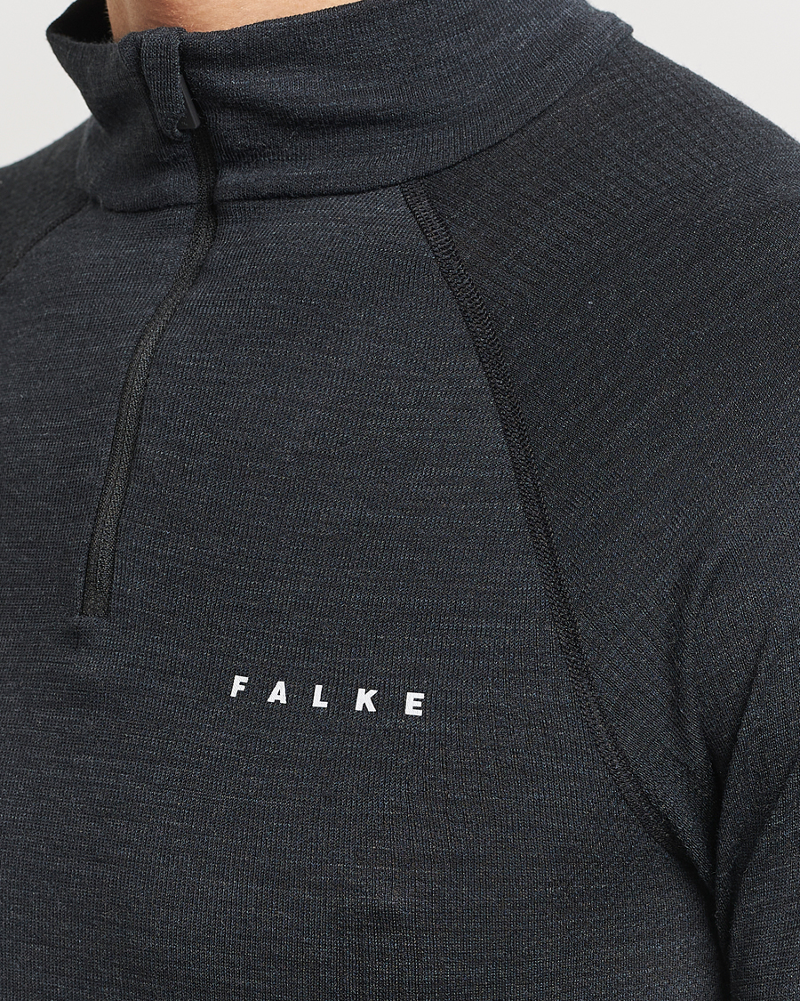 Herre | Undertøy | Falke Sport | Falke Long Sleeve Wool Tech half Zip Shirt Black