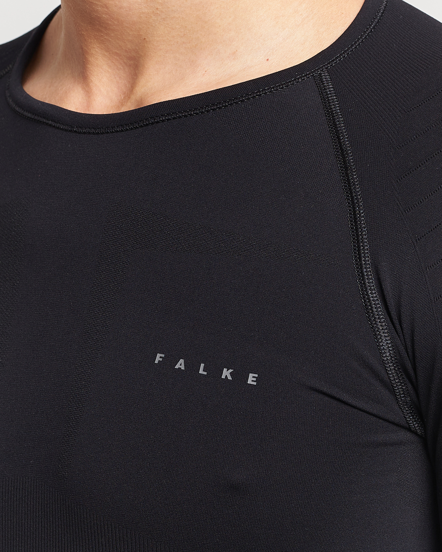 Herre | T-Shirts | Falke | Long Sleeve Warm Shirt Black