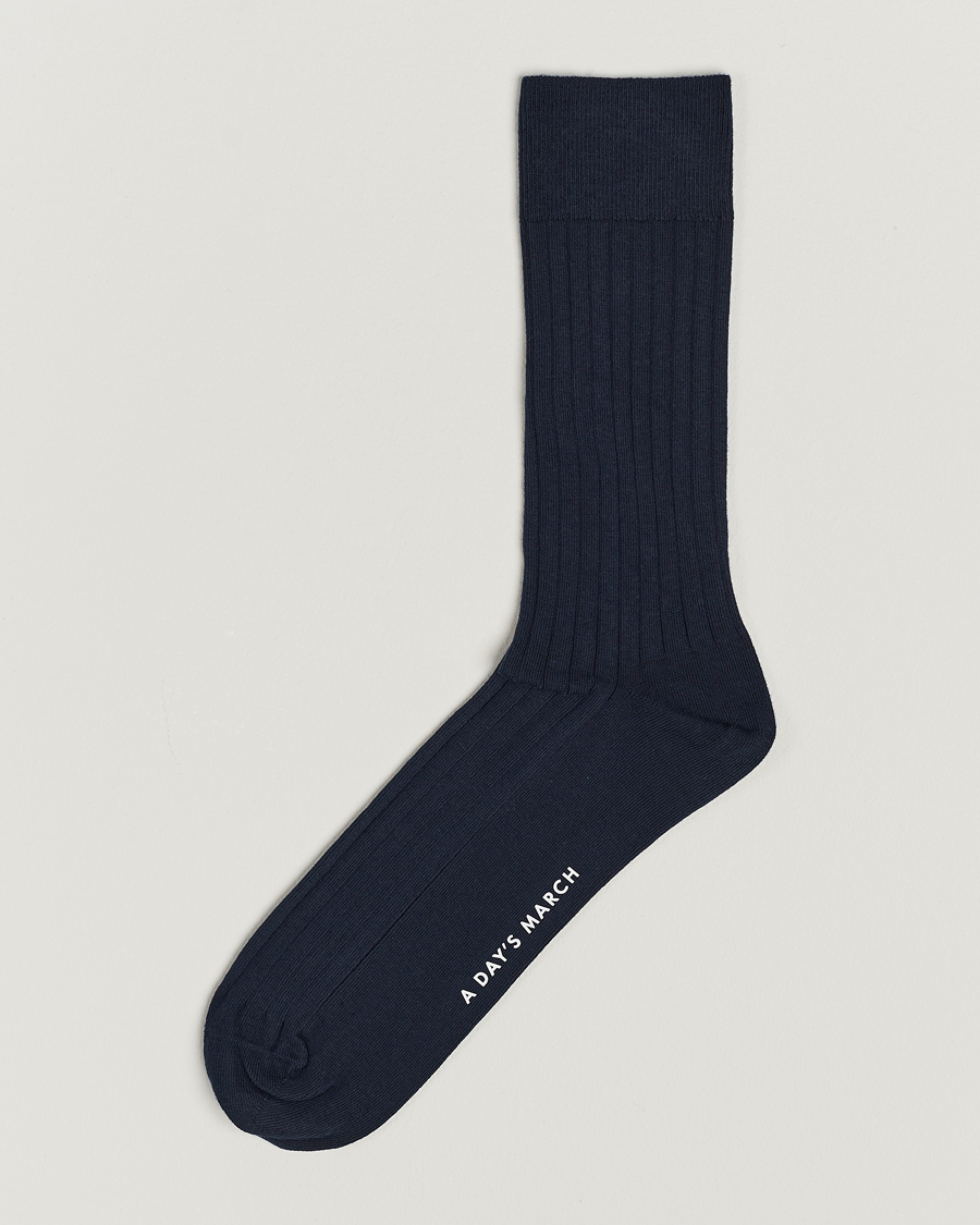 Herre | Undertøy | A Day's March | Ribbed Cotton Socks Navy