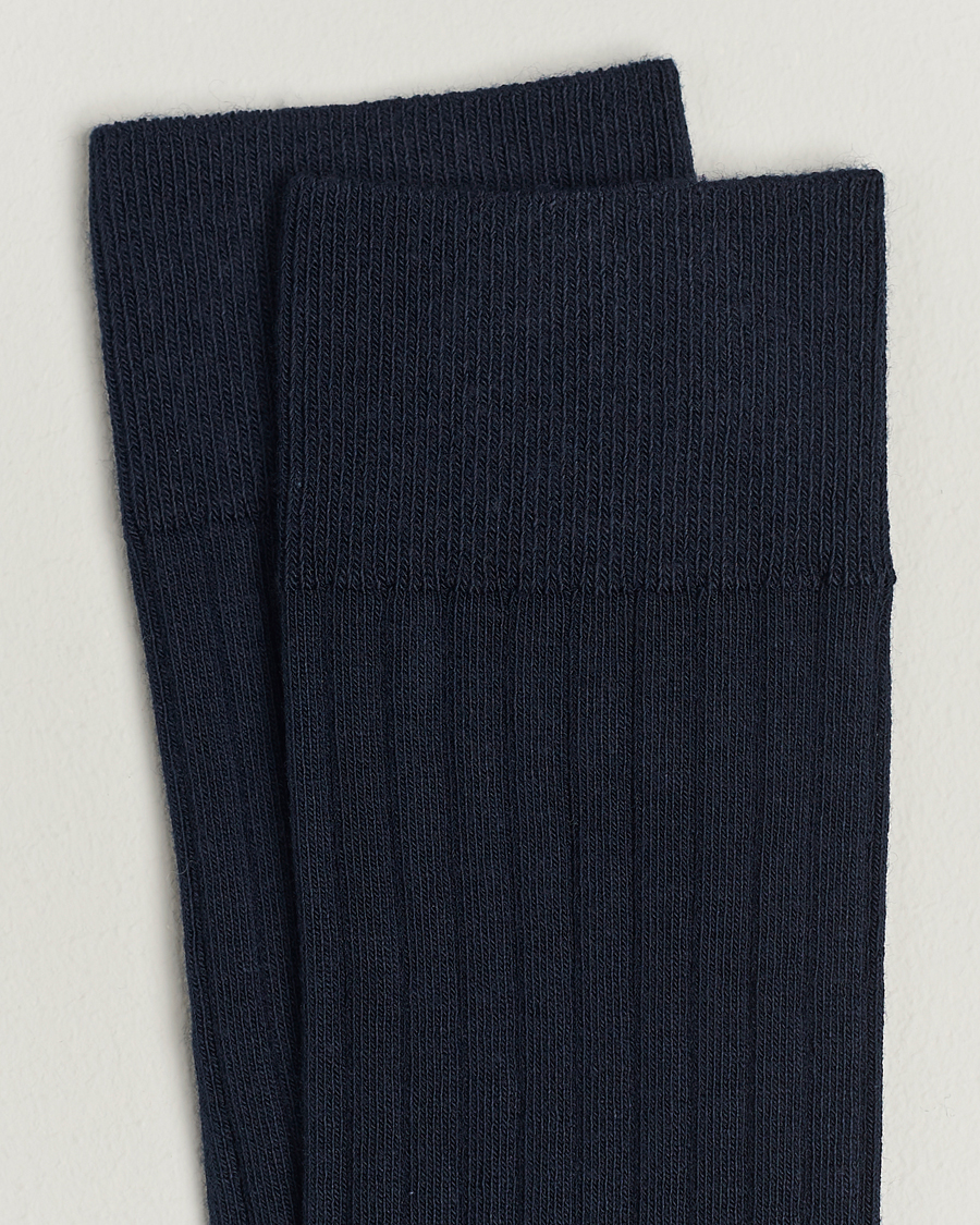 Herre |  | A Day's March | Ribbed Cotton Socks Navy