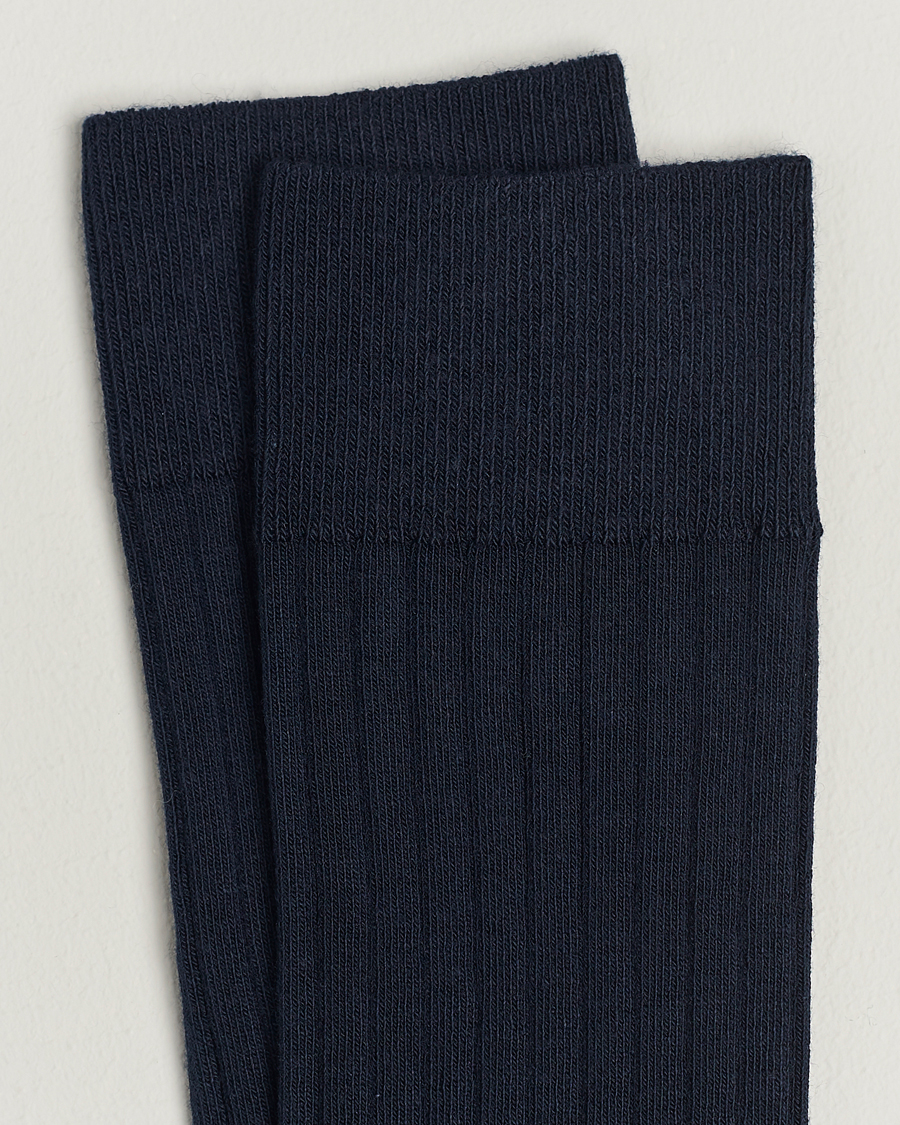 Herre | Business & Beyond | A Day's March | Ribbed Cotton Socks Navy