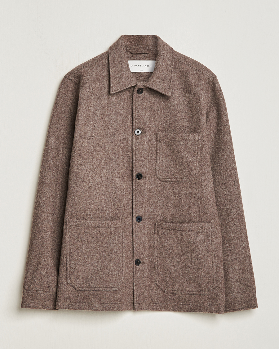 Herre |  | A Day's March | Original Wool Overshirt Taupe Melange