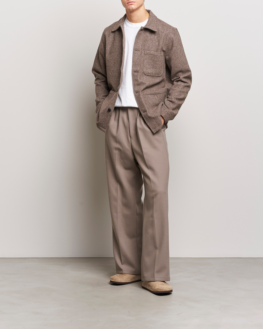 Herre | Skjorter | A Day's March | Original Wool Overshirt Taupe Melange