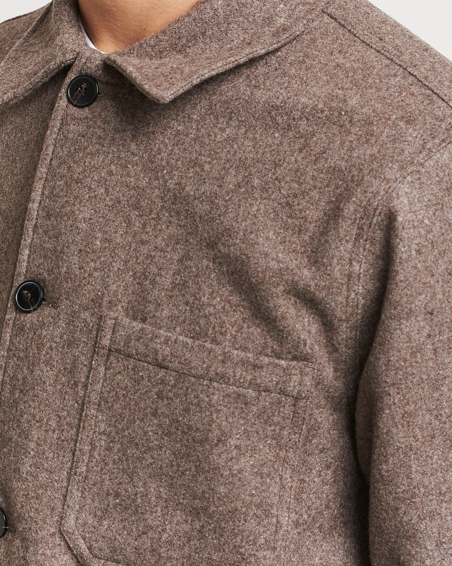 Herre | Skjorter | A Day's March | Original Wool Overshirt Taupe Melange