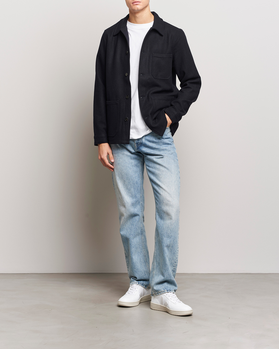 Herre | Jakker | A Day's March | Wool Overshirt Navy