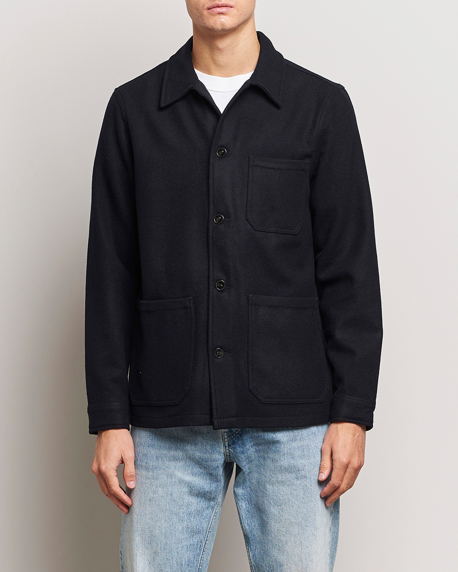 Herre |  | A Day's March | Original Wool Overshirt Navy