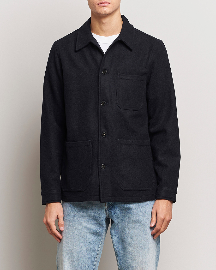 Herre | Jakker | A Day's March | Wool Overshirt Navy