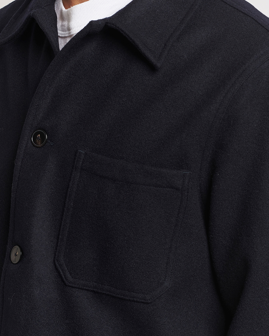 Herre | Skjorter | A Day's March | Original Wool Overshirt Navy