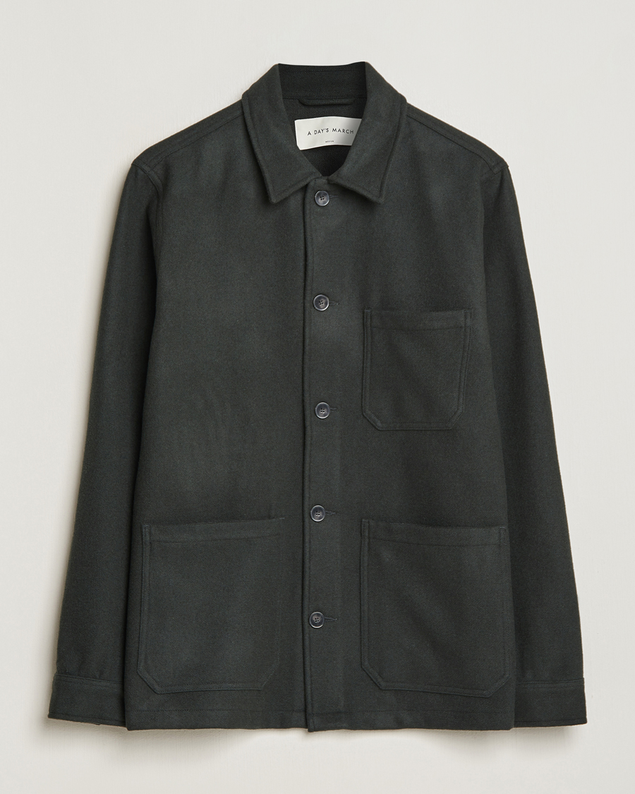 Herre |  | A Day's March | Original Wool Overshirt Seaweed