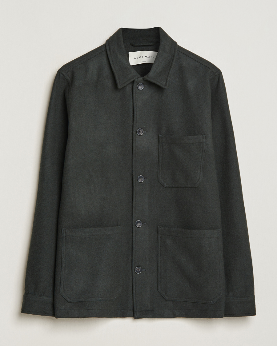 Herre | Skjorter | A Day's March | Original Wool Overshirt Seaweed