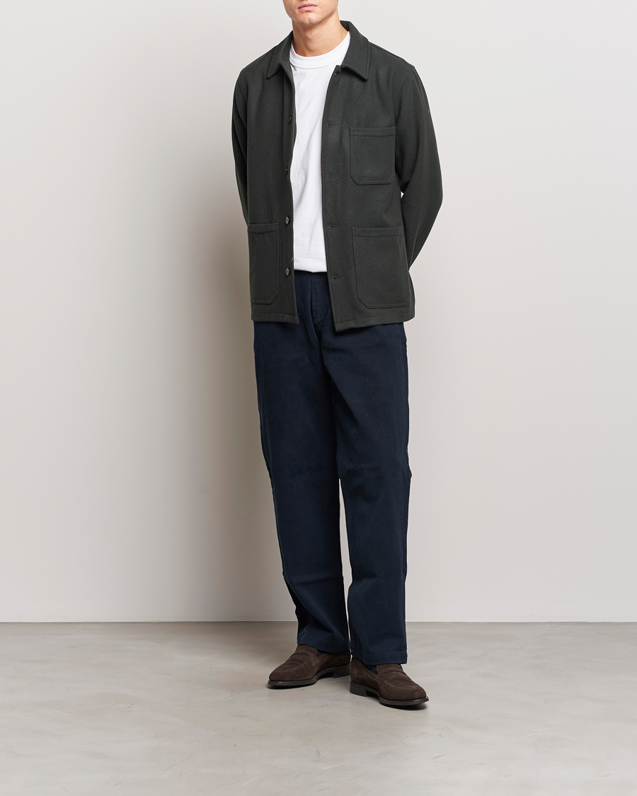 Herre | Skjorter | A Day's March | Original Wool Overshirt Seaweed