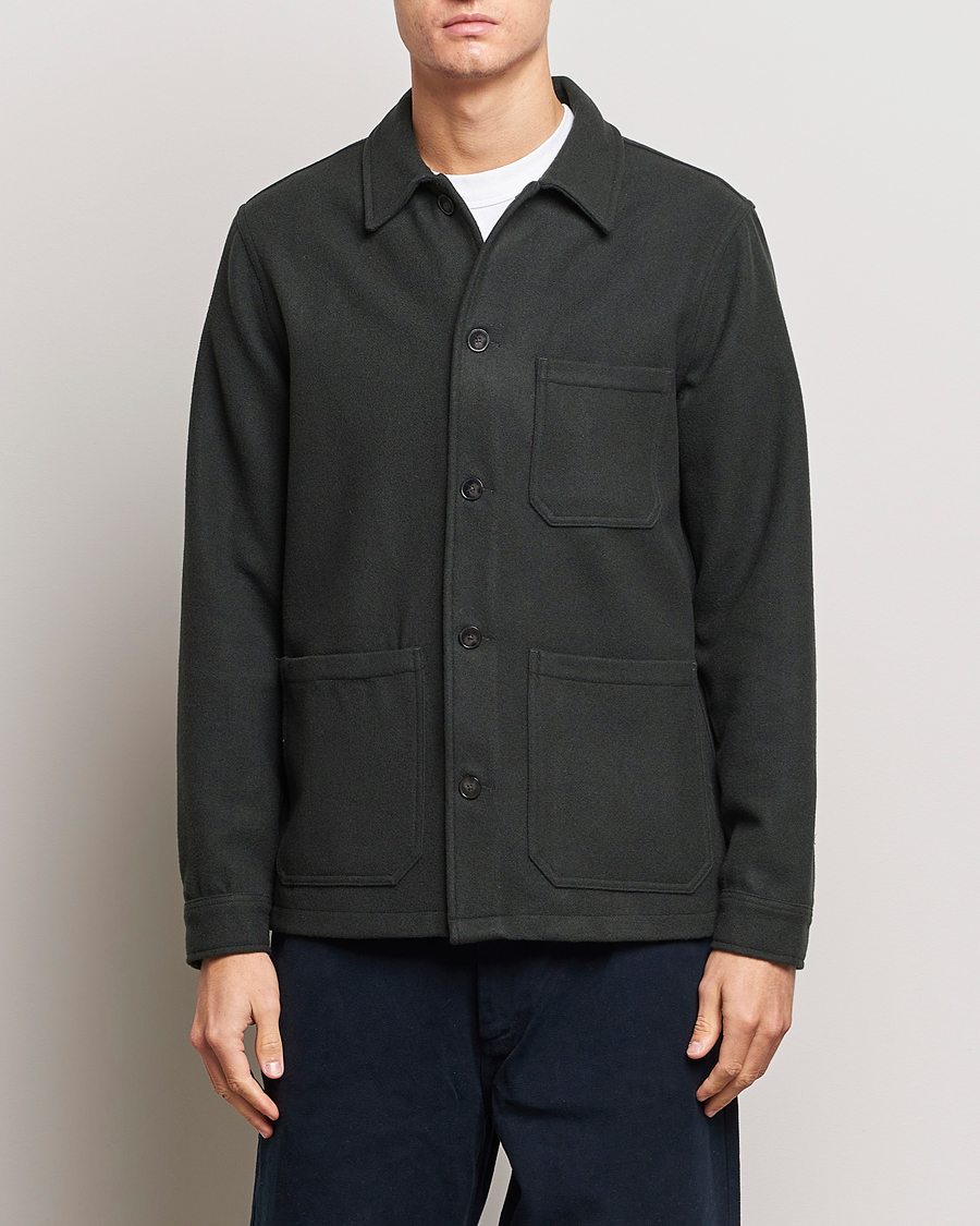 Herre | Skjorter | A Day's March | Original Wool Overshirt Seaweed