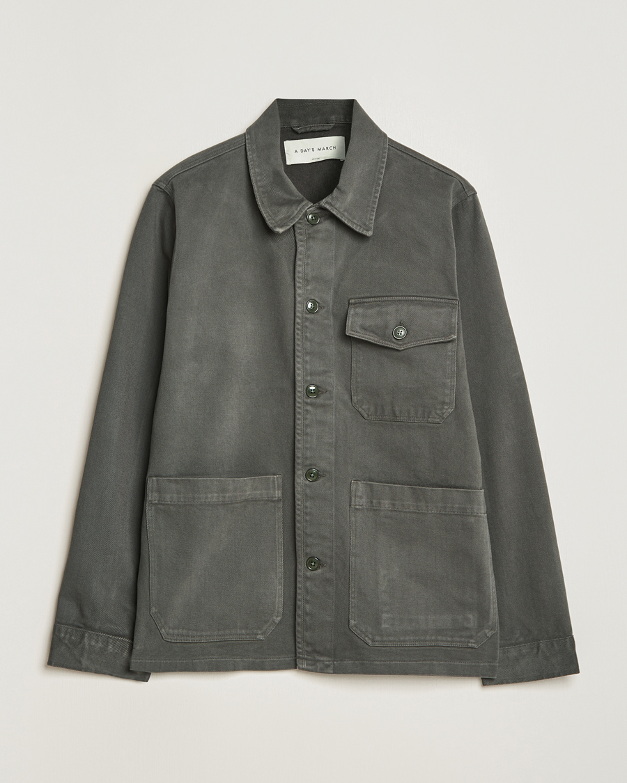 Herre | Skjorter | A Day's March | Patch Pocket Sturdy Twill Overshirt Olive