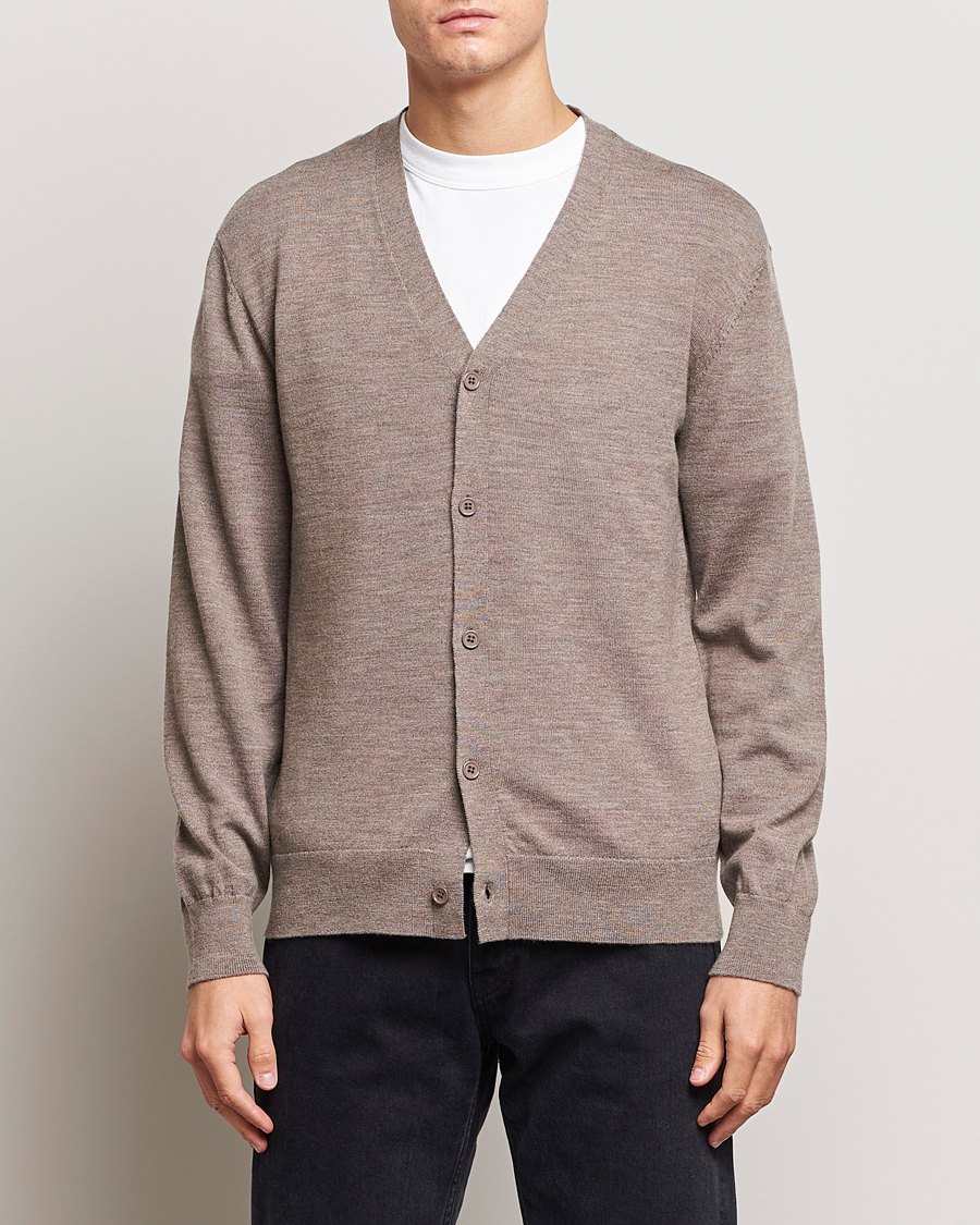 Herre | Gensere | A Day's March | Oca Merino Cardigan Taupe Melange