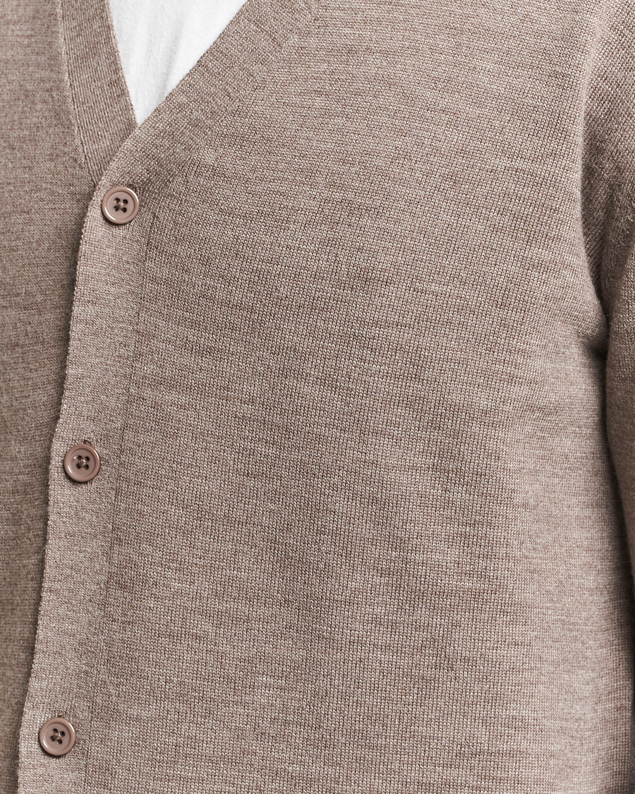 Herre | Gensere | A Day's March | Oca Merino Cardigan Taupe Melange