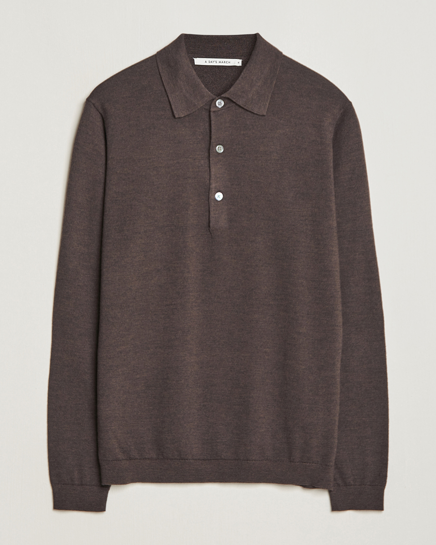 Herre | Gensere | A Day's March | Ambroz Merino Polo Dark Brown