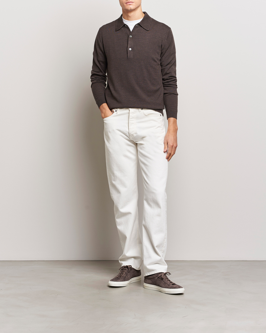 Herre | Gensere | A Day's March | Ambroz Merino Polo Dark Brown