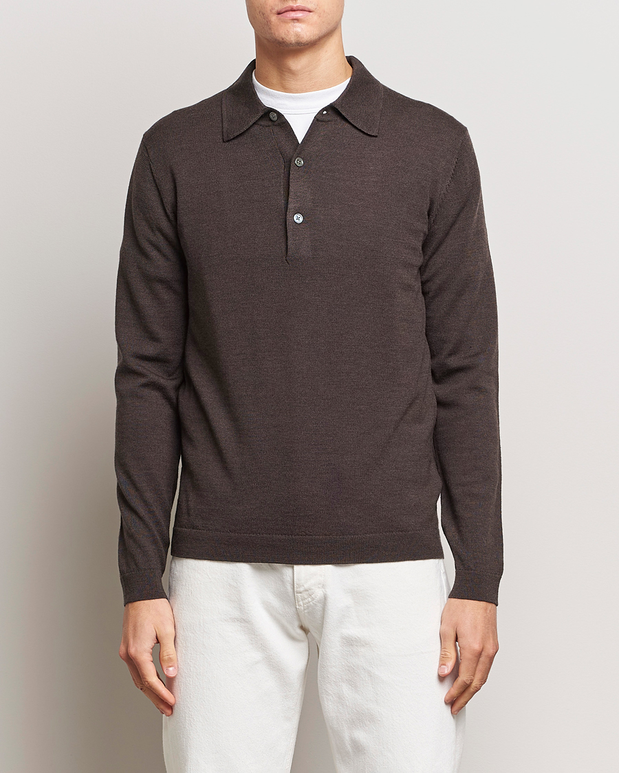 Herre | Gensere | A Day's March | Ambroz Merino Polo Dark Brown