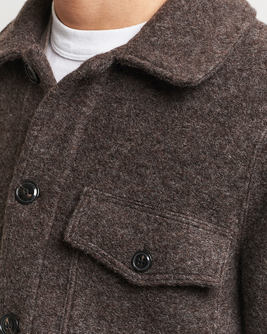 Herre | Skjorter | A Day's March | Chaumont Heavy Wool Overshirt Taupe