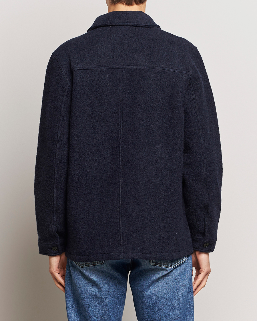 Herre | Skjorter | A Day's March | Chaumont Heavy Wool Overshirt Navy