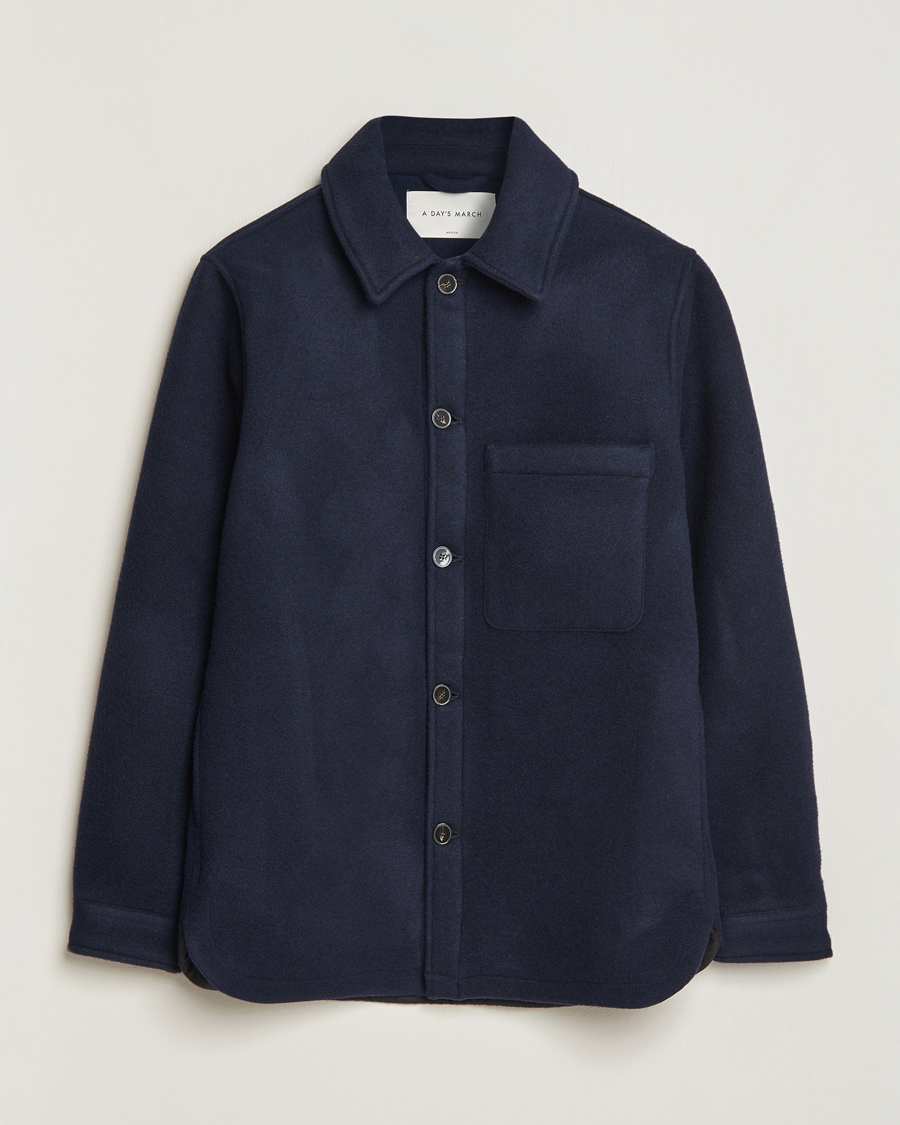 Herre | Skjorter | A Day's March | Epernay Wool Overshirt Navy