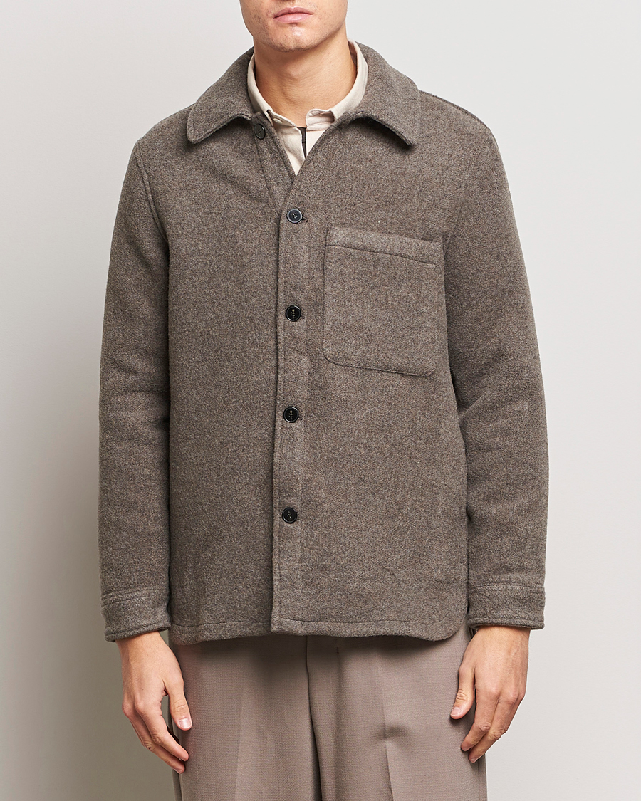 Herre | Skjorter | A Day's March | Epernay Wool Overshirt Taupe