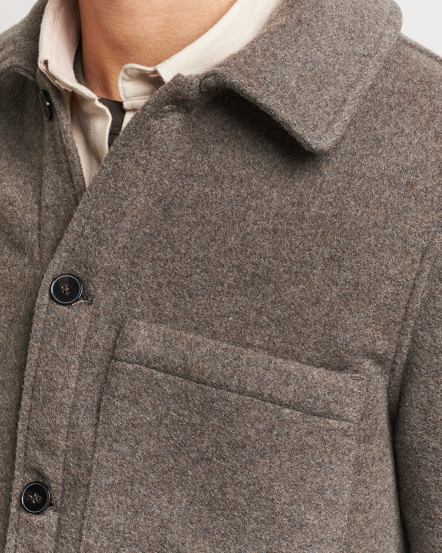 Herre | Skjorter | A Day's March | Epernay Wool Overshirt Taupe