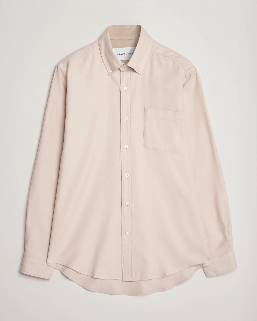 Herre | Skjorter | A Day's March | Moorgate Light Flanell Shirt Taupe Melange