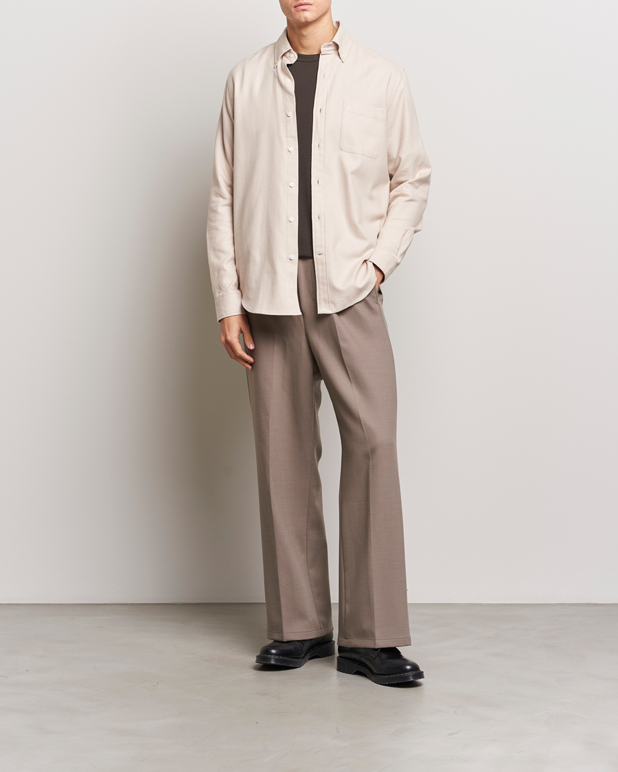 Herre | Skjorter | A Day's March | Moorgate Light Flanell Shirt Taupe Melange