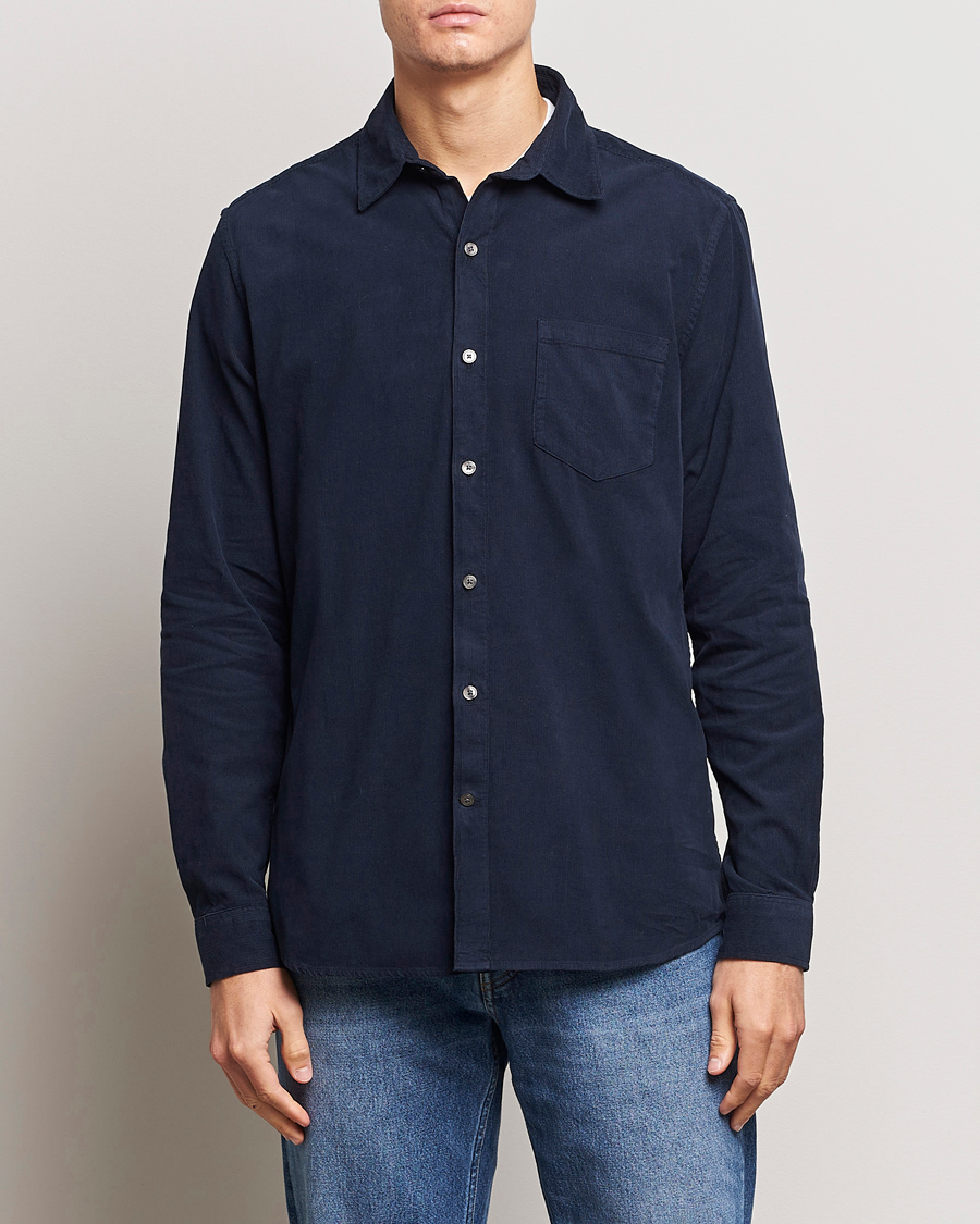 Herre | Skjorter | A Day's March | Daintree Baby Cord Shirt Navy