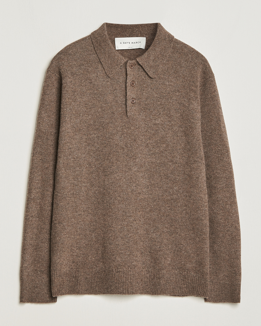 Herre | Gensere | A Day's March | Avoch Lambswool Polo Dark Taupe