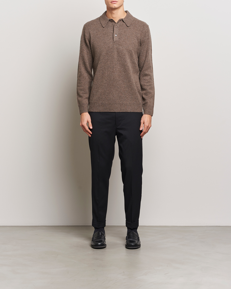 Herre | Gensere | A Day's March | Avoch Lambswool Polo Dark Taupe