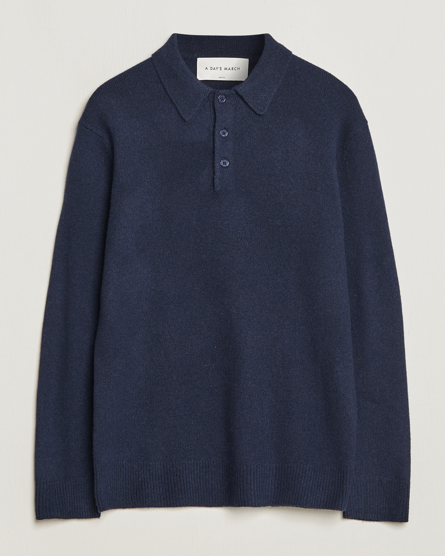 Herre | Gensere | A Day's March | Avoch Lambswool Polo Navy