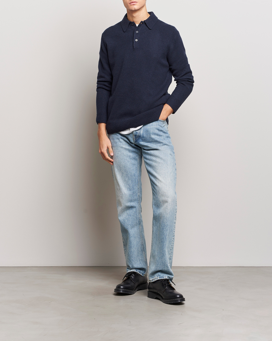 Herre | Gensere | A Day's March | Avoch Lambswool Polo Navy