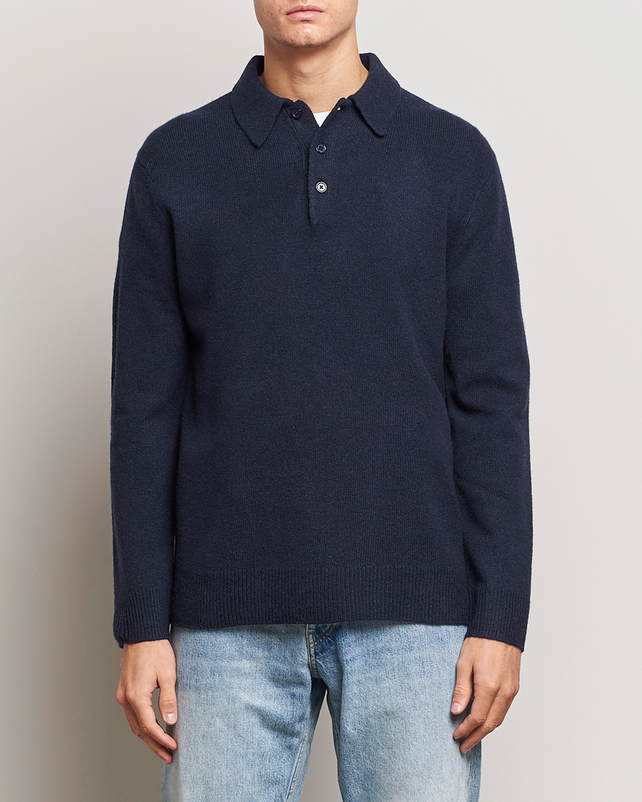 Herre | Gensere | A Day's March | Avoch Lambswool Polo Navy