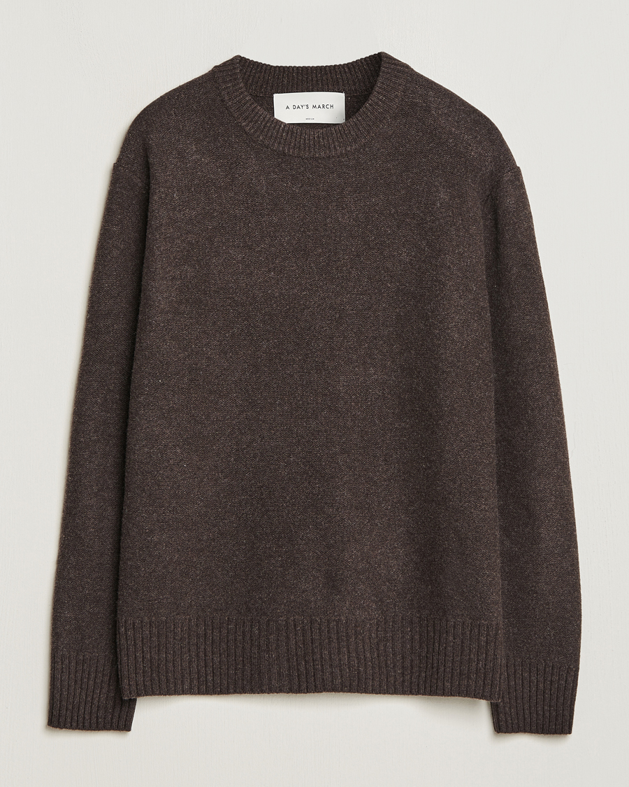 Herre | Gensere | A Day's March | Tietar Boiled Merino Sweater Java Brown