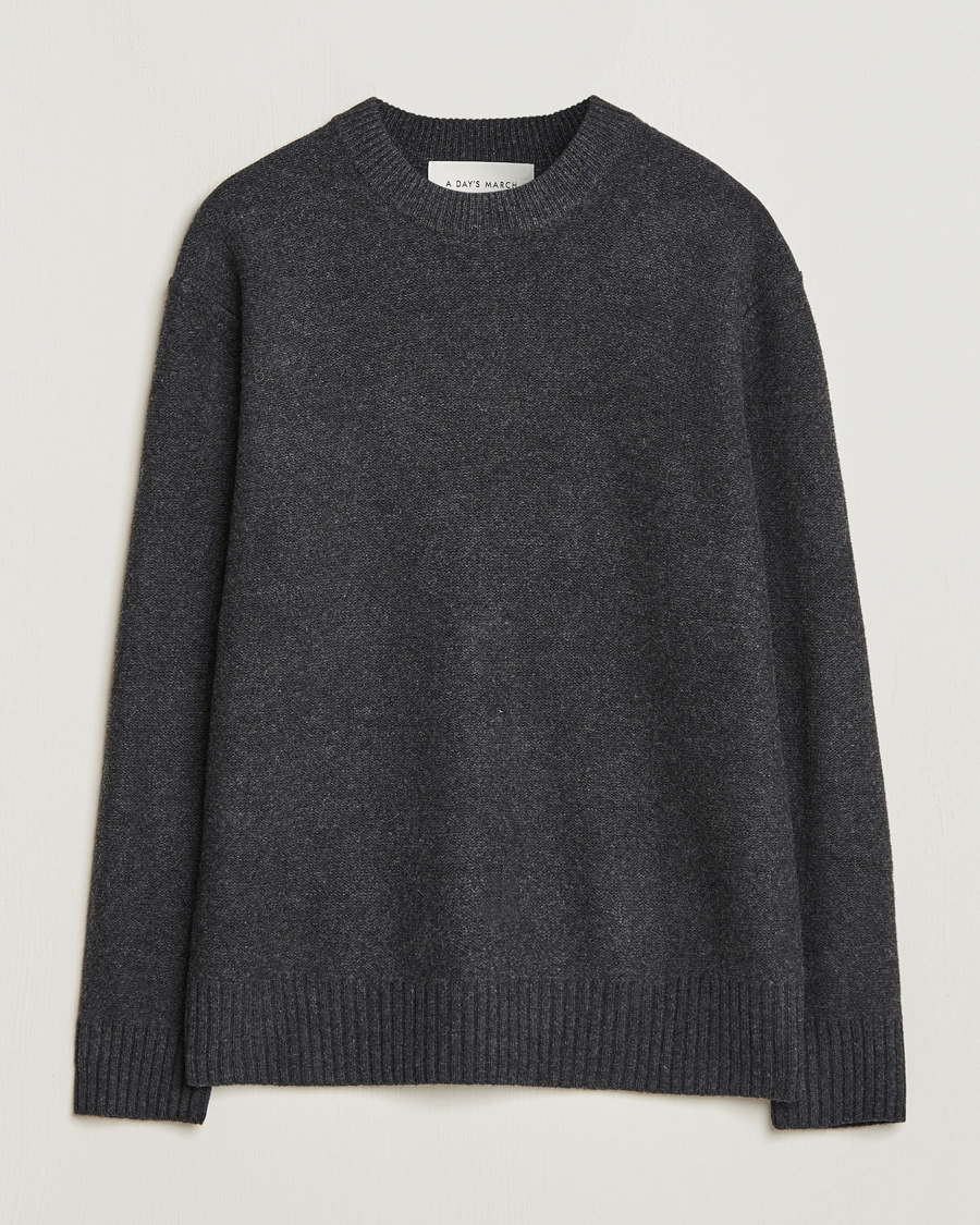 Herre | Gensere | A Day's March | Tietar Boiled Merino Sweater Anthracite