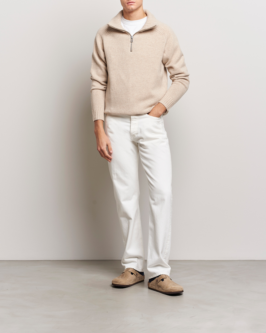 Herre | Gensere | A Day's March | Cullan Wool Half-Zip Sand