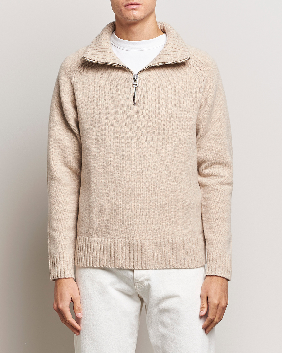 Herre | Gensere | A Day's March | Cullan Wool Half-Zip Sand