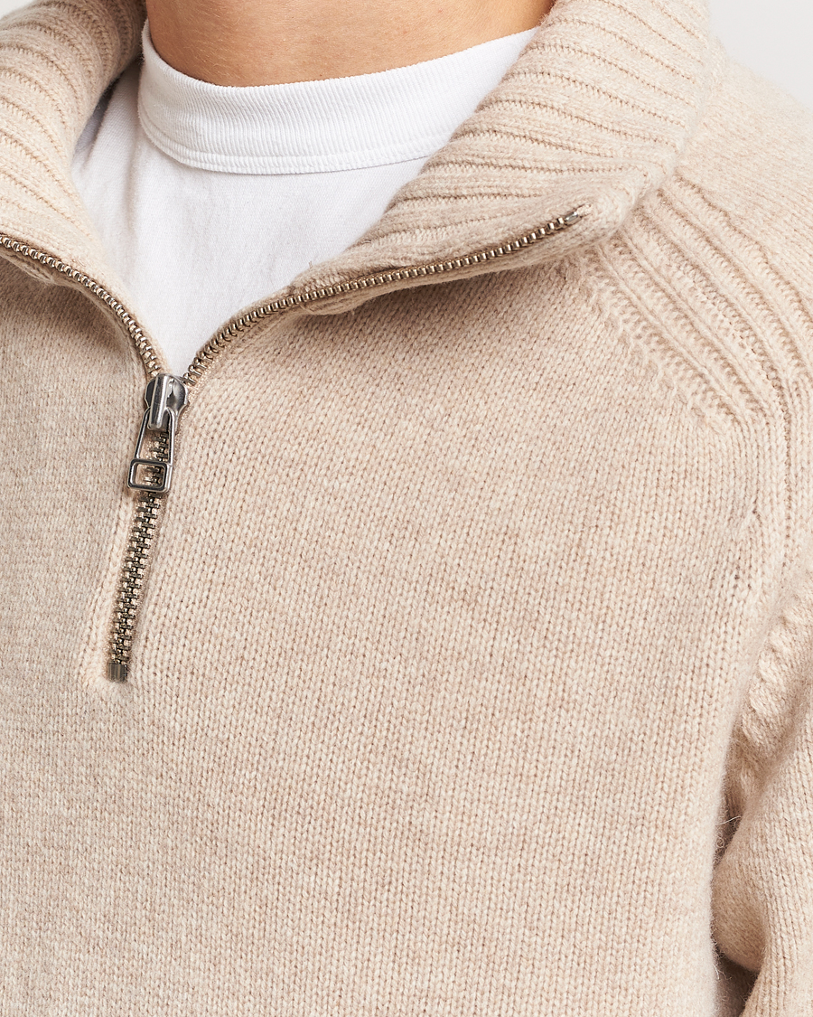 Herre | Gensere | A Day's March | Cullan Wool Half-Zip Sand