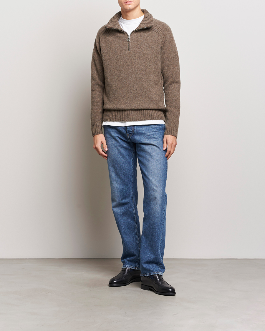 Herre | Gensere | A Day's March | Cullen Half-Zip Lambswool Sweater Dark Taupe